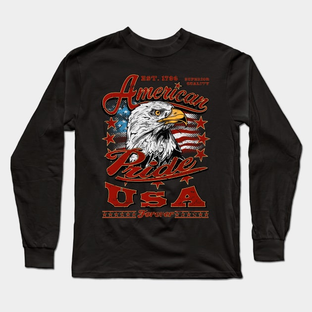 American Pride Eagle USA Long Sleeve T-Shirt by RockabillyM